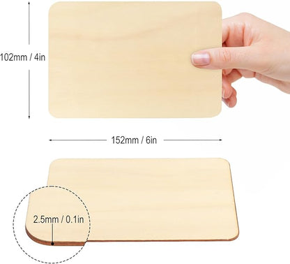 80 Pieces Rectangle Unfinished Wood Pieces, 4 x 6 Inch Natural Wood Cutout Tiles - Image 2