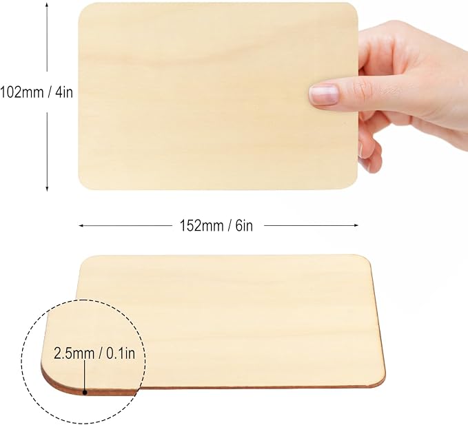 150 PCS Rectangle Unfinished Wood Pieces, 4 x 6 Inch Natural Wood Cutout Tiles - Image 2