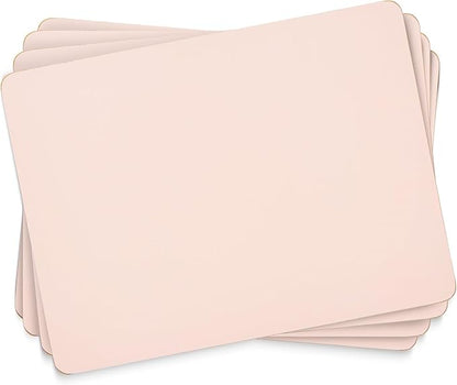 Pimpernel Millennial Pink Placemats, Set of 4 – (15.7" x 11.7") Elegant Blush Rose Dining Table Mats with 5mm Cork Backing, Heat & Stain Resistant Lacquer Finish, Rectangular Design