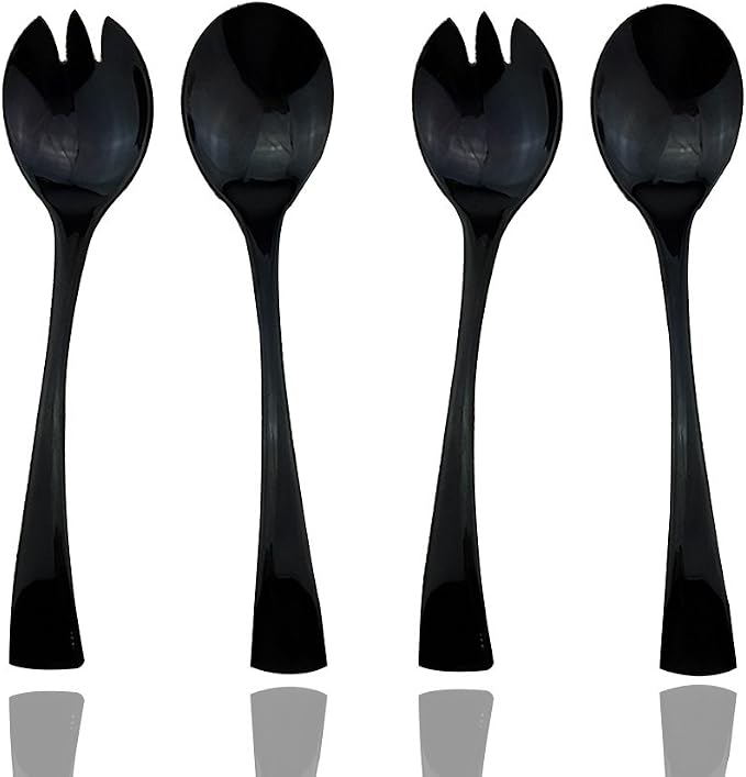 JASHII 18/10 Stainless Steel Mirror Polished Black 2 Pcs Salad Fork & 2 Pcs by JASHII