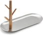 Shinpuru Key Tray & Key Bowl, Jewelry Tray with Wood 3-Tier Hanging Organizer - Multi-Functional Entryway Tray, Perfect for Key Dish, Ring Holder(Upgraded Version)(Silver Oval)