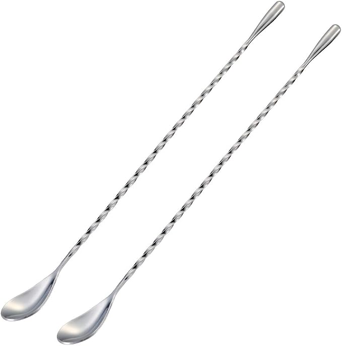 Bar Spoon Cocktail Mixing Stirrers, 12” Long Handle, Long Drink Spoons by Briout