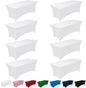 Pureegg Spandex Tablecloth 6ft - 8 Pack, Fitted and Tight Cloth for Rectangle Table, Wrinkle-Free and Stretch Table Cover for Party, Wedding, Banquet and Birthday, White