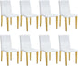 White Dining Chairs Set of 8,Faux Leather with Gold Metal Legs,Armless Kitchen Room Chairs Set of 8,Max Load 300 Lbs,High Back Modern Design for Home Kitchen Living Room Bedroom