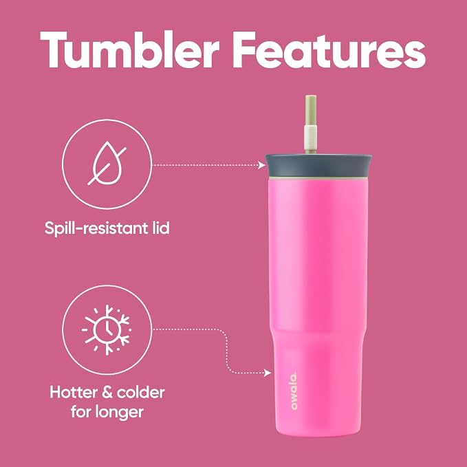 Owala Tumbler Stainless Steel Water Bottle 24 oz Watermelon Breeze | 2-in-1 - Image 3