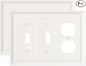 2-Pack Combo Double Toggle/Duplex Outlet Covers, Light Almond Switch Plates and Outlet Covers, Natural Bamboo Fiber Wall Plates for Electrical Outlets, 3 Gang Receptacle Cover, Corrosion Resistant
