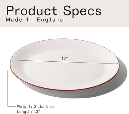 Made In Cookware - Serving Platter - White With Red Rim - Porcelain England