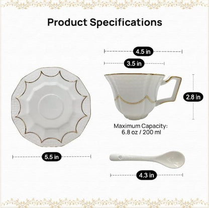 Tea Cup and Saucer Set for 1, 6.8 Oz | Coffee Cup - Image 6