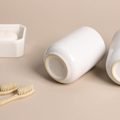 Gaolinci 2 Pcs Simple Solid Color Ceramic Mouthwash Cups, Bathroom Brushing Cup - Image 7