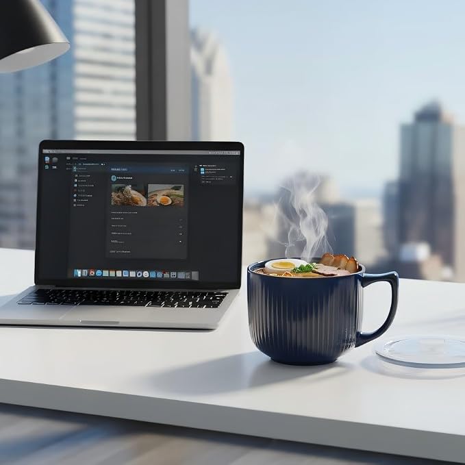 Ceramic Soup Bowl with Handle & Lid, 32oz Microwave Ramen Bowl Set of 2 | - Image 2