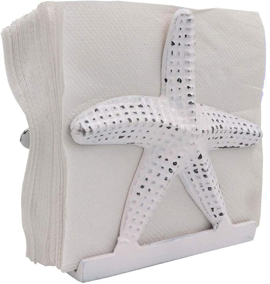 Nautical Starfish Lunch Dinner Metal Napkin Holder Kitchen Beverage Cocktail Ocean Coastal Napkin Holder By The Metal Magician (Distressed Pink)