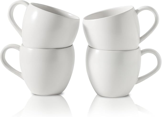 Coffee Mugs Set of 4, Stoneware 16 oz Coffee Cups by Tikooere