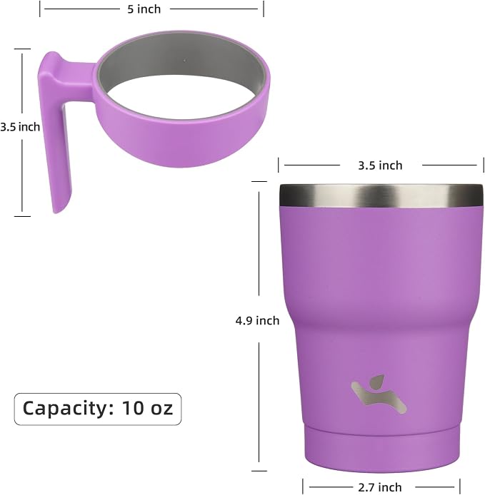 Konokyo 10 oz Tumbler with Handle and Straw, Insulated Travel Mug | Lavender; - Image 4