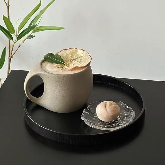 6 oz Clay Cup and Wood Saucer Set of 1, Ceramic Coffee Latte Art Mug - Image 7