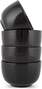 Elanze Designs Bistro Glossy Ceramic 4 inch Cute and Small Dessert Bowls Set of 4 - Perfect for Everyday uses from Snacks, Ice Cream, Candy and Treats, Black