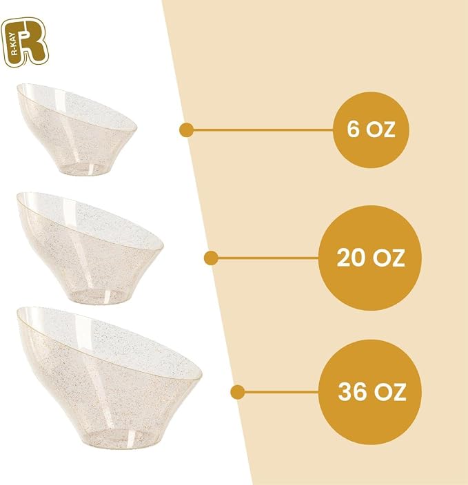 R-kay 6 Pack Gold Glitter Angled Candy Bowls - Image 5