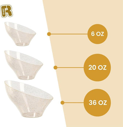 R-kay 6 Pack Gold Glitter Angled Candy Bowls - Image 5