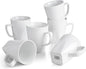 WishDeco White Coffee Mugs Set of 6, Ceramic Coffee Cups 14 oz, Modern Tea Mugs by WishDeco