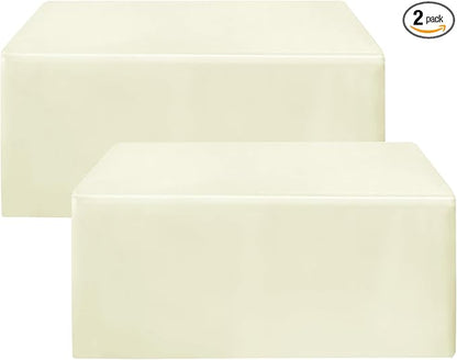 HolidayIdeas 2 Pack Fitted Table Clothes - 48 x 24 Inch - Butter Cream Rectangle Tablecloths for 4 Foot Tables, Polyester Fabric Folding Table Covers for Parties, Holiday Dinner, Wedding, Trade Show