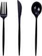 PULOTE 150PCS Black Plastic Silverware Set Disposable - Heavy Duty Black Plastic Cutlery - Black Plastic Utensils Set Include 50 Forks,50 Spoons,50 Knives for Party&New Year