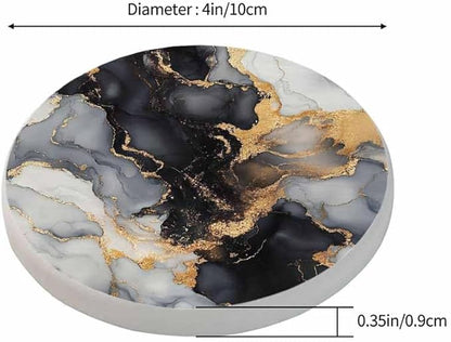 Alcohol Ink Painting Black Coaster Luxury Marble Liquid Global Texture Tabletop Protection for Any Table Type Wood, Granite, Glass, Soapstone, Sandstone, Marble, Stone Tables
