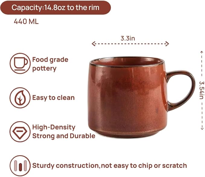 12oz Japanese Style Minimalistic Asian Rustic Ceramic Pottery Coffee Mug - Image 2