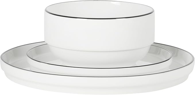 Gibson Home Rothernberg Plates and Bowls 18 Piece Porcelain White Dinnerware - Image 8
