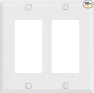 AIDA 2-Gang Decorative Wall Plates, Standard Size 4.53" H x 4.57" L, Unbreakable Thermoplastic, UL Listed - 1 Pack, Glossy White for Outlets & Switches