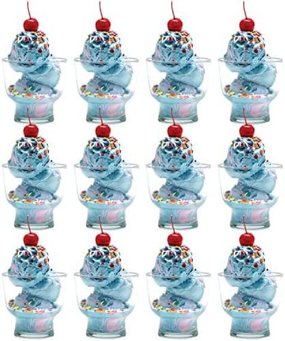 Vikko Dessert Bowls, Set of 12 Decorative Glass Ice Cream Cups, 5.5 Ounce Glass Dish for Dessert, Candy, Fruit Cup, Dishwasher Safe