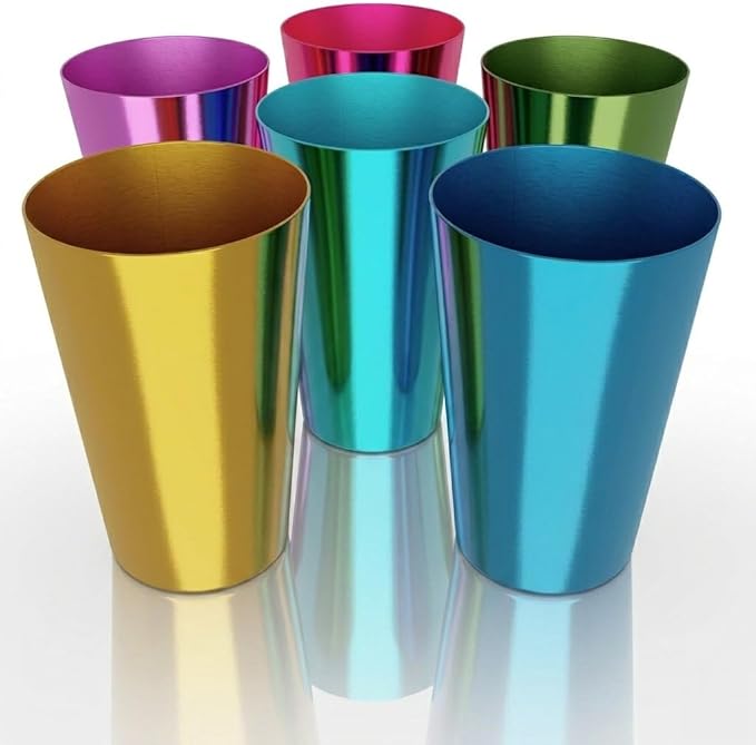 Reusable Aluminum Cups 15 oz Set of 6 by ALPENKOK