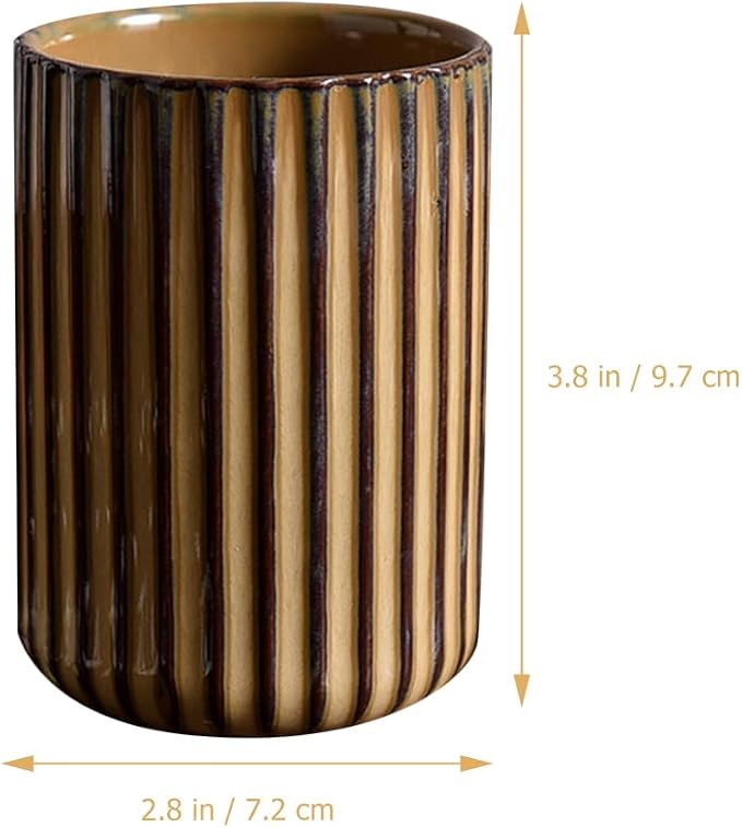 LIFKOME Vinitage Ceramic Mug, Chinese Tea Cup 300ml Striped Cup No Handle - Image 9