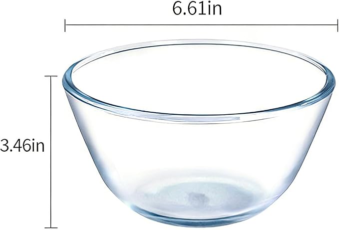 1.05L (35oz) Clear Glass Shallow Bowls 6in - Flat Bottom, Microwave/Oven Safe for Kitchen