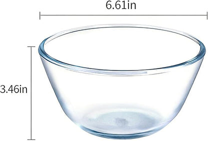 1.05L (35oz) Clear Glass Shallow Bowls 6in - Flat Bottom, Microwave/Oven Safe for Kitchen