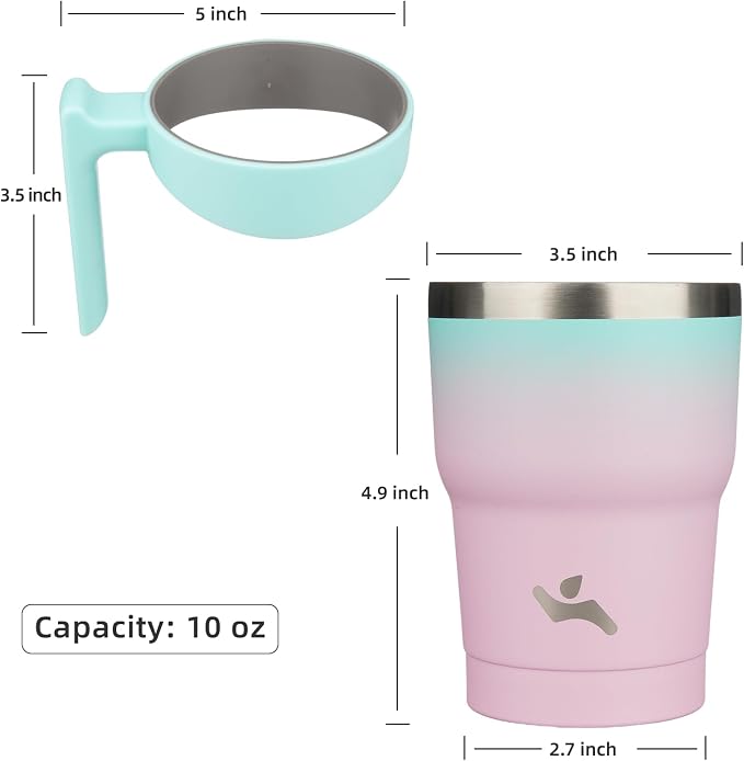 Konokyo 10 oz Tumbler with Handle and Straw, Insulated Travel Mug | Gum; - Image 4