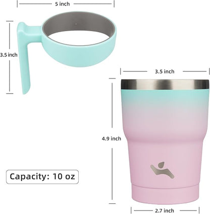 Konokyo 10 oz Tumbler with Handle and Straw, Insulated Travel Mug | Gum; - Image 4