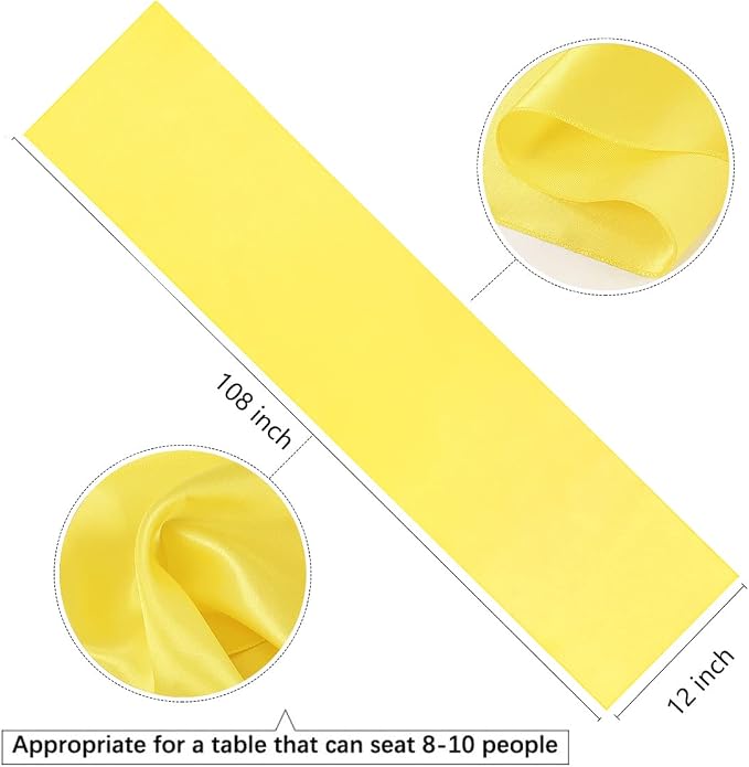 Yellow Satin Table Runners 10 Pack 12x108 inch Silk Smooth Fabric | Bright - Image 2