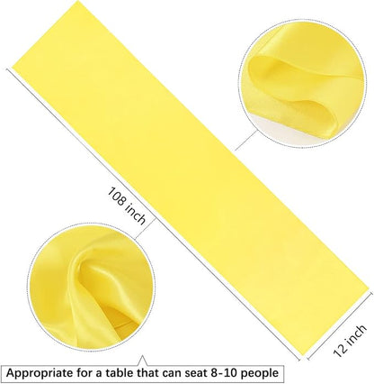 Yellow Satin Table Runners 10 Pack 12x108 inch Silk Smooth Fabric | Bright - Image 2