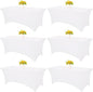 HAISIWLKJ 6 Pack Table Cloth 8ft White Tablecloths for Rectangle Folding Table Spandex Fitted Stretch Cover Wrinkle Resistant Washable Protector for Party, Wedding, Banquet, Festival.