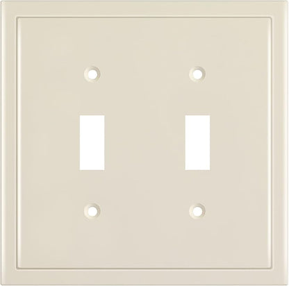 Henne Bery Modern Edge Decorative Wall Plate Switch Plate Outlet Cover, Durable Solid Zinc Alloy (Double Toggle, Light Almond)