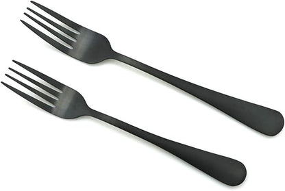 JASHII Modern Royal 5 Pcs Matte Black 18/10 Stainless Steel Utensils Cutlery Dinnerware Set w/Drinking Straw, Knife Fork and Spoon Flatware Set for Wedding Festival Christmas Party Service for 1