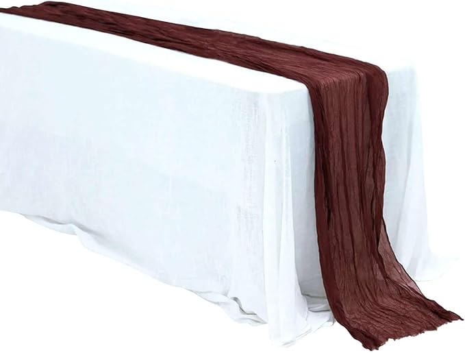 Efavormart 10ft Burgundy Cheesecloth Table Runner - Image 7
