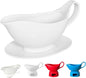 Gravy Boat with Saucer - 20oz Fine Porcelain Sauce & Salad Dressing Boat (White) Suitable for microwave ovens and dishwashers