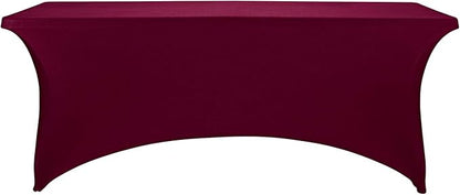 LZY Spandex Table Covers 6 Feet, Stretch/Fitted Table Covers for 6 Feet Folding Table, Rectangular Spandex Table Cloths for Wedding Party or Event (6FT-2PCS, Burgundy)