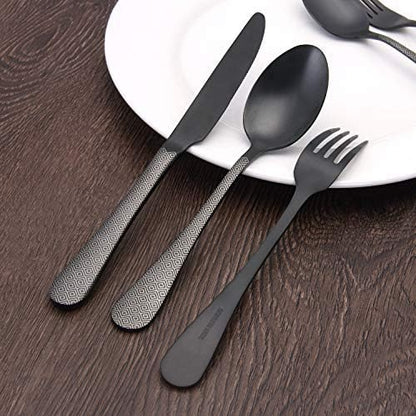 Matte Black Silverware Set, Satin Finish 20-Piece Stainless Steel Flatware Set - Image 5