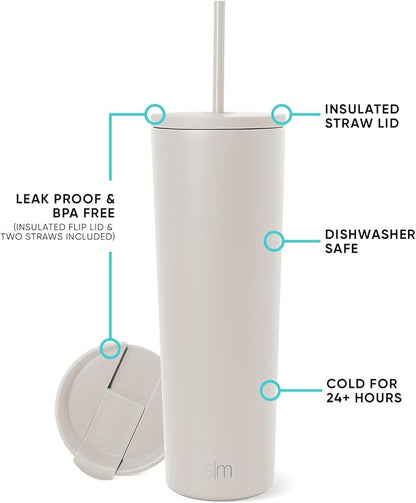 Simple Modern Iced Coffee Tumbler, Insulated | 28oz | Beige - Image 2