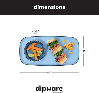 madesmart dipware Small Serving Plate, Stackable & Removable Dip Bowl for Salsa, Queso, Salad, Olives, Dishwasher & Microwave Safe, Multipurpose Plate & Bowl, Blue