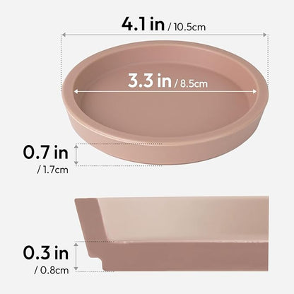 Carrotez Thick Silicone Coasters for Drinks, Round Bulky Cup Coasters for Coffee Table, Desk, Set of 2 - Pink Beige