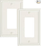2-Pack Decorator Outlet Cover Plate, Light Almond Decorative Switch Plates and Outlet Covers, Durable Zinc Alloy Wall Plates for Electrical Outlets, Receptacle, GFCI Outlet, Dimmer Switch