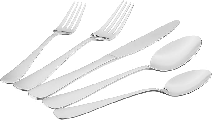 Amazon Basics Silverware Set, Stainless Steel Flatware, Dishwasher Safe - Image 3