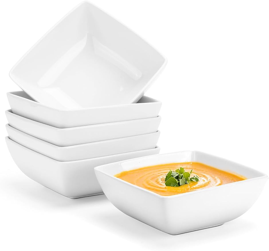 Porcelain Soup Bowls, 28 OZ Square Cereal Bowls, by Yedio